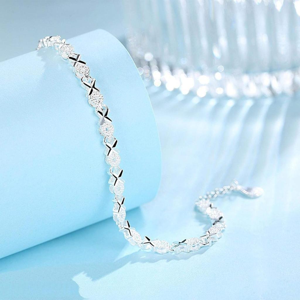 X Series Classic Design 925 Sterling Silver Zircon Bracelet for Women, Elegant Fashion Jewelry Gift