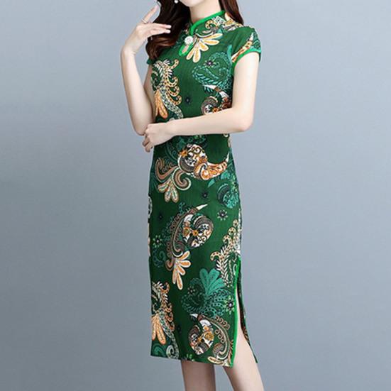 Леди Cheongsam в китайском стиле, винтажный воротник-стойка с высоким разрезом, летнее Ципао для сценического шоу