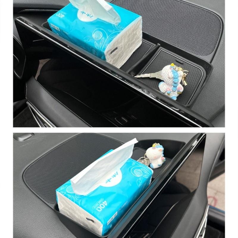 For Hyundai Santa Fe 2023 Black Armrest Storage Box Cup Holder Anti Dirt Pad Organizer Tidying Car Interior Accessories