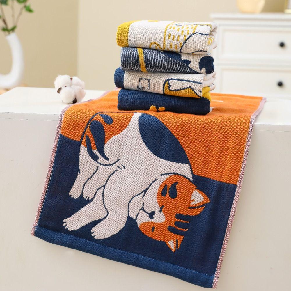 34x74cm Face Towels 3 Layer Cotton Gauze Kitchen Towel Cute Bath Towel for Kids Children