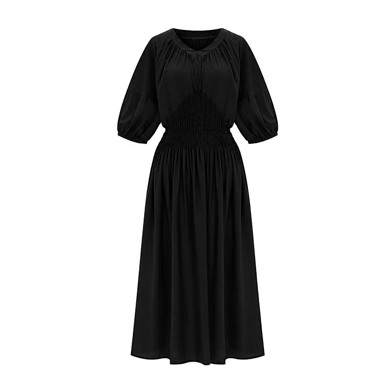 T View V-Neck Smoke Banding Long Dress_V6B-Cop017