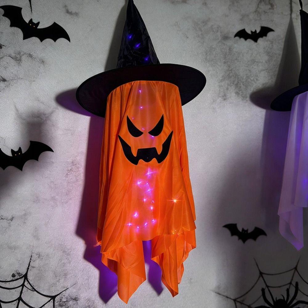 String Lights LED Hanging Ornament LED Lighted Witch Hat Ghost Decor Party Decoration