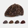 Autumn Winter Retro Leopard Print Forward Cap Beret Women Peaked Cap