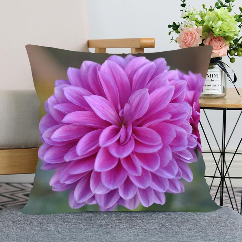 Наволочка с цветком георгина, декоративная наволочка для спальни, домашнего офиса, квадратная наволочка, мягкая