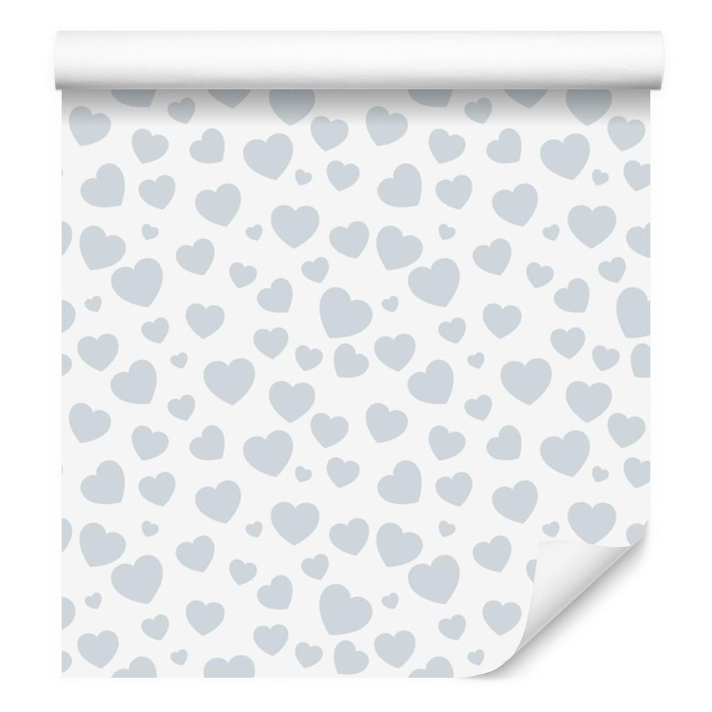 Hearts Wallpaper White and Light Gray 50x1000
