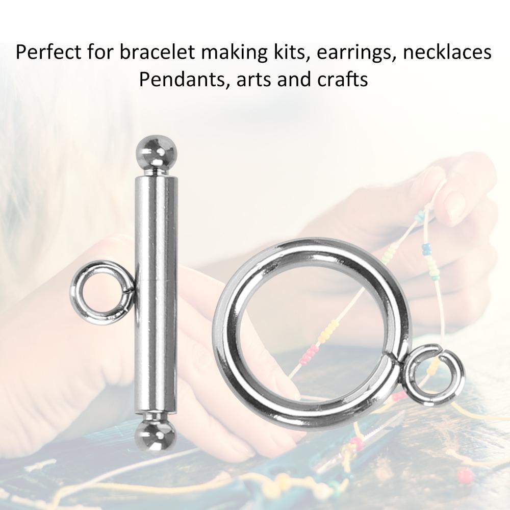 20 Set Round Bracelet Toggle Clasps Stainless Steel OT Clasp Earrings Making
