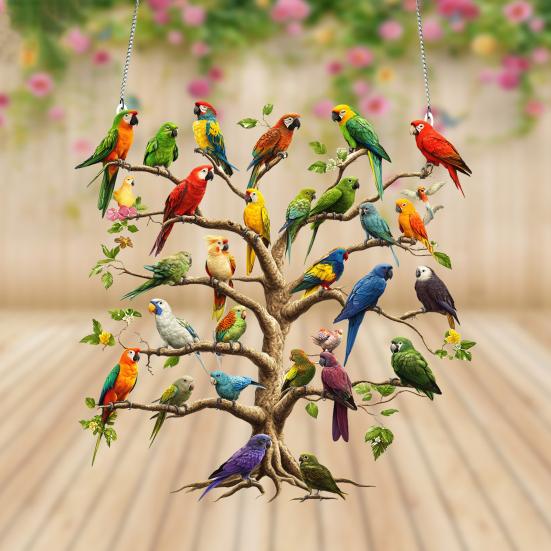 Акриловое украшение для подвешивания на елку в виде попугая, 2D плоский красочный попугай, для дома, улицы, рождественской елки, стены, окна, подвесная табличка с птицей
