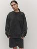 Trendy American Retro Black Distressed Crewneck Sweatshirt – Loose Fit, Street Style, Solid Color, Perfect for Spring & Autumn