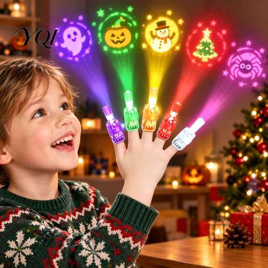 Children Plastic Finger Lights 36 Pcs Halloween Projector Lights, Mini Pattern Projectors, LED Projection Light Holiday Toy for Party Favors,