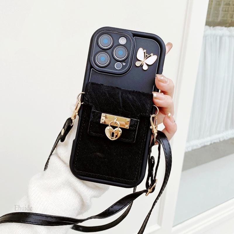 Чехол-кошелек с ремешком для iPhone 16 Pro Max 14 12 11 13 15 Plus X XS Max 16E, ремешок через плечо, чехол для карт с замком Love Lock