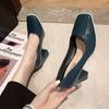 Square Head Waterproof Table Single Shoes High Heels Women's Autumn Shallow Mouth Thick Heel Temperament Beautiful Fashion High Heels