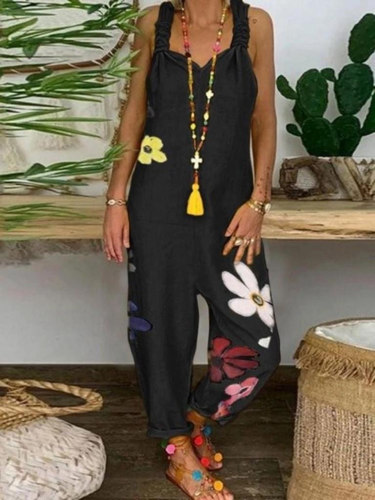 Свободный повседневный льняной комбинезон большого размера (2021)