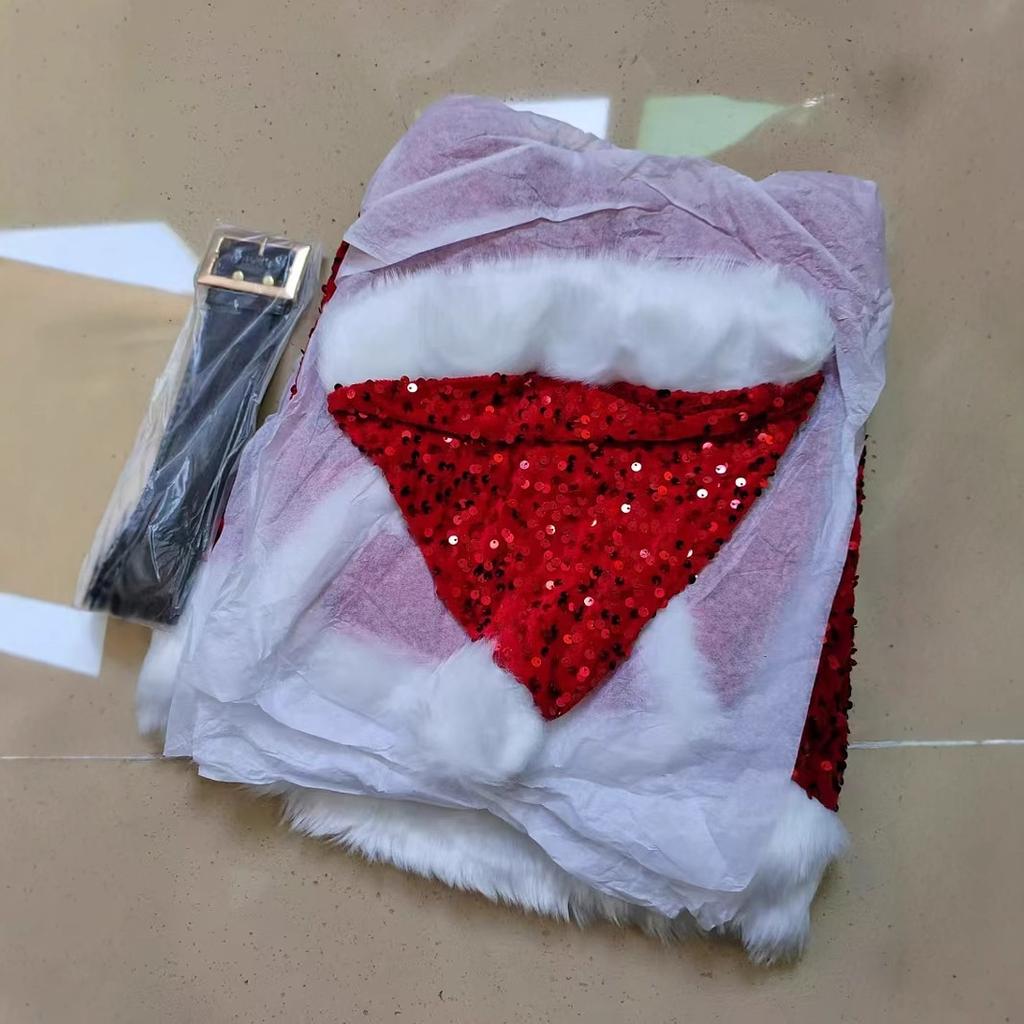 Sequined Christmas Dress, Sexy Party Christmas Stage Performance Costume Cos Christmas Dress Uniform Set