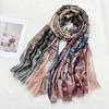 Spring & Autumn Watercolor Satin Tie-Dye Shawl – Soft, Warm, Versatile Scarf for Travel & Sun Protection