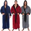 Men's Winter Plush Lengthened Shawl Bathrobe Home Clothes Long Sleeved Robe Coat