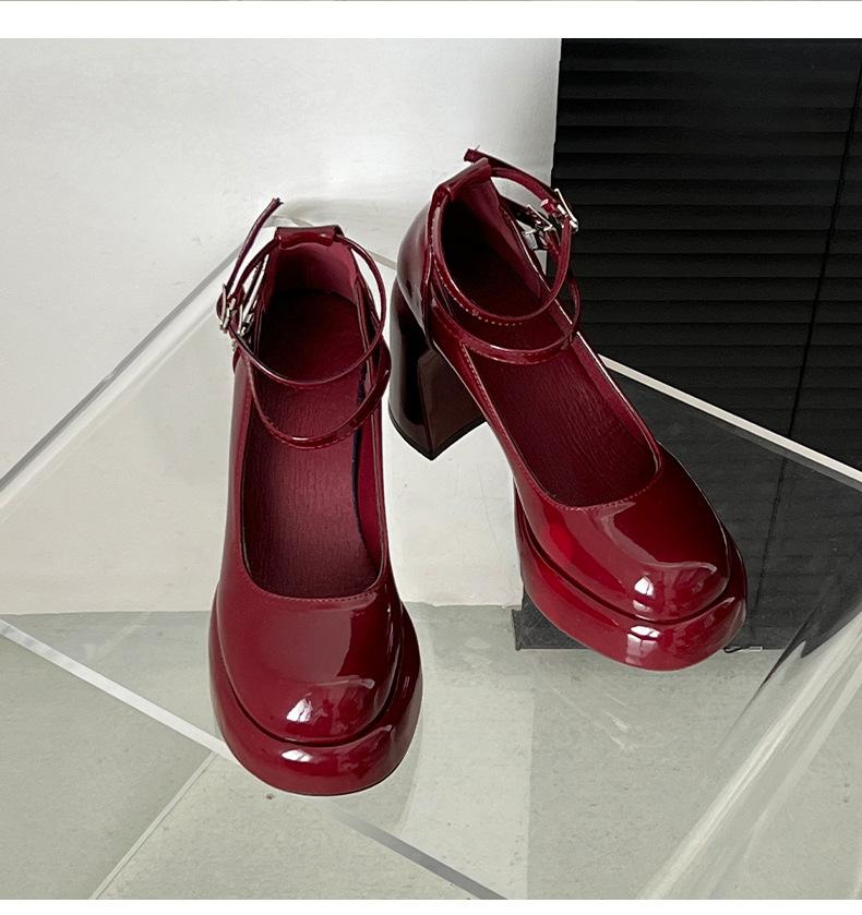 Весенняя женская обувь FiveFive, модные туфли-лодочки Мэри Джейн на массивном каблуке с круглым носком, белые сексуальные туфли на высоком каблуке с ремешком на щиколотке