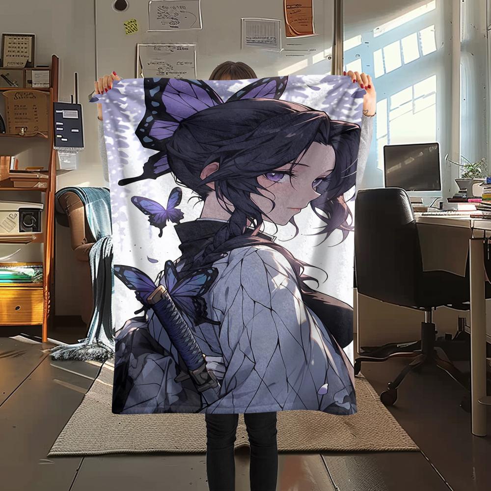 Shinobu Kocho Print Flannel Blanket,High quality Comfortable for All Seasons,Home Decor,Warmth and Comfort,Perfect for Christmas Gifts