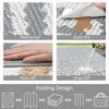 Outdoor Gray Geometric Diamond Area Rug Waterproof Reversible Washable Patio Rug for Deck Balcony Porch Home Decor