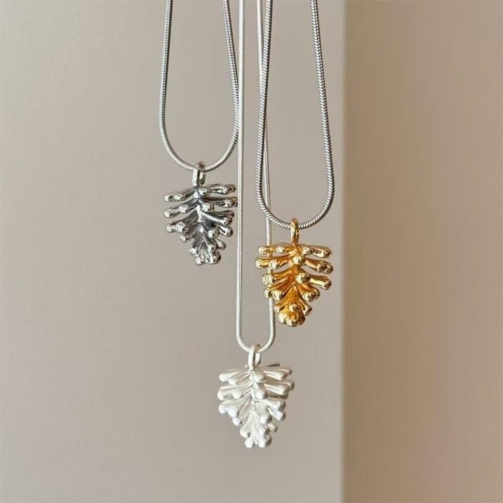 Snake Bone Chain Pinecone Necklace Jewelry Metal Pendant Chain Necklace Ornament Women
