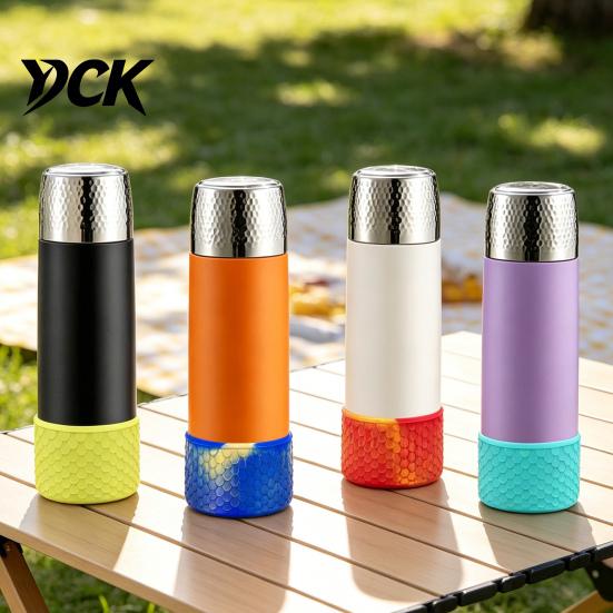 Tumbler Accessories for Travel Silicone Cup Boot, Fish Scale Pattern Decor, Soft Elastic Water Bottle Colorful Base Protective Sleeve,
