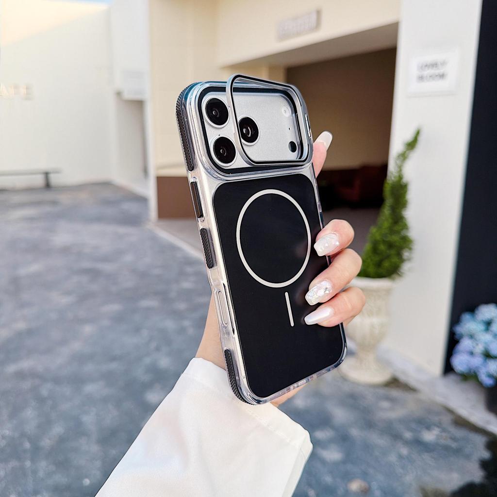 Чехол Apple iPhone 16 с блоками цветов и держателем для линз, тонкий магнитный дизайн, противоскользящая полоса, защитная крышка для 17 Pro Max.