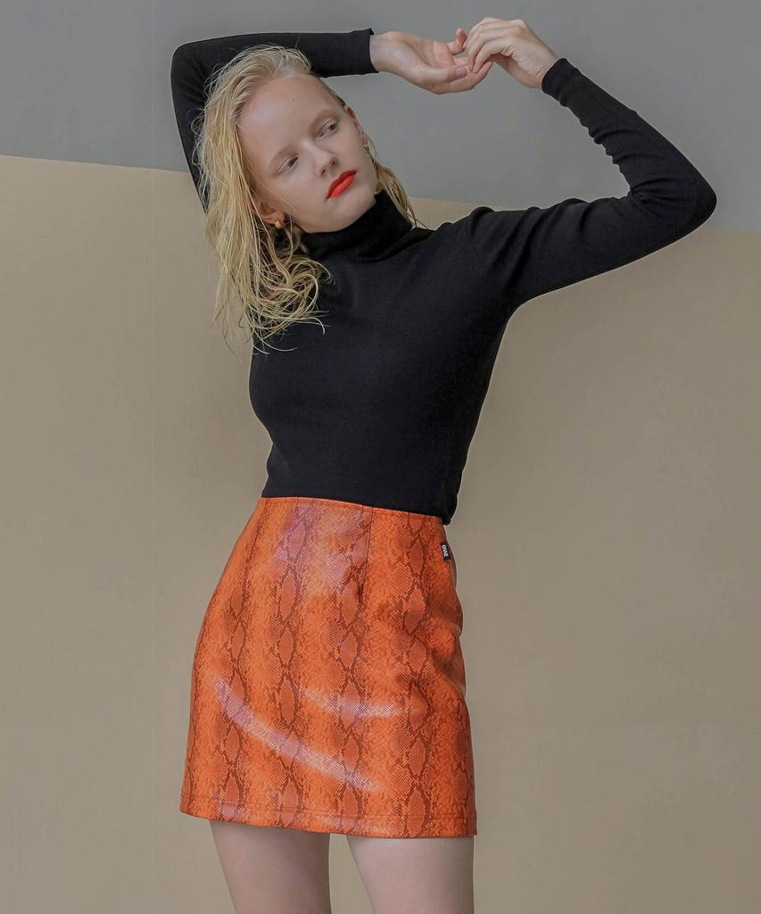 Юбка Onneu из искусственной кожи Python Оранжевая