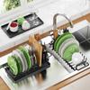 Space-Saving Counter Dish Drying Rack Extendable Bottom Tray Tableware Storage Rack  Sink
