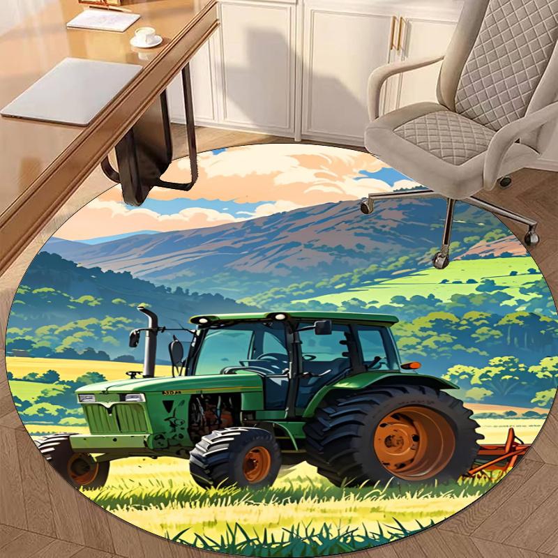 Truck Printed Round Rug Carpet Chair Rug Area Rug Entryway Doormats,for Office Chair Living Room Bedroom Kitchen Room.