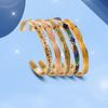 Ethnic Style Jewelry 6mm Enamel Colorful Geometric Pattern Titanium Steel Women Open Bangle