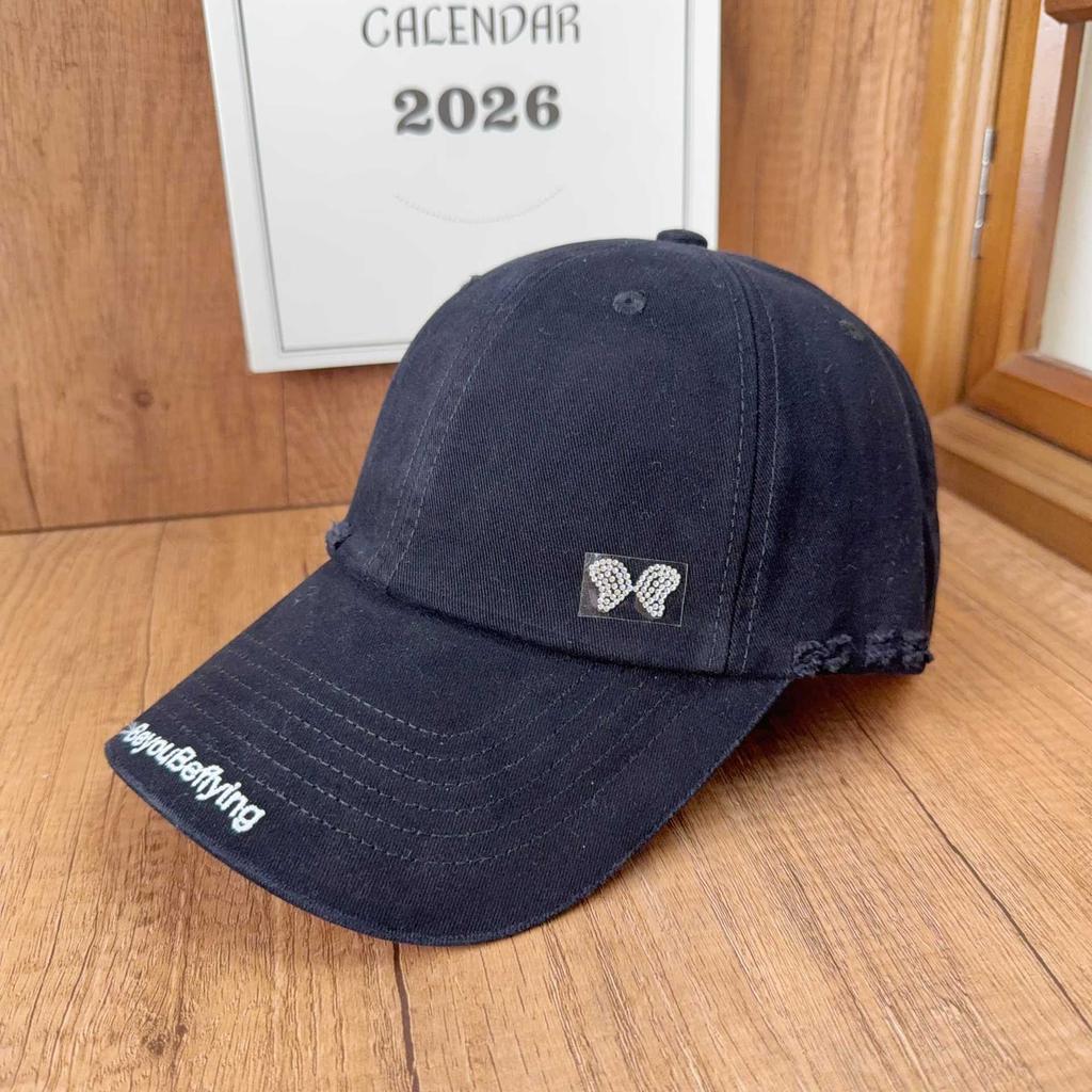 Retro women's cap washed with broken edge burr edge baseball cap big head circumference outdoor sunshade protective hat