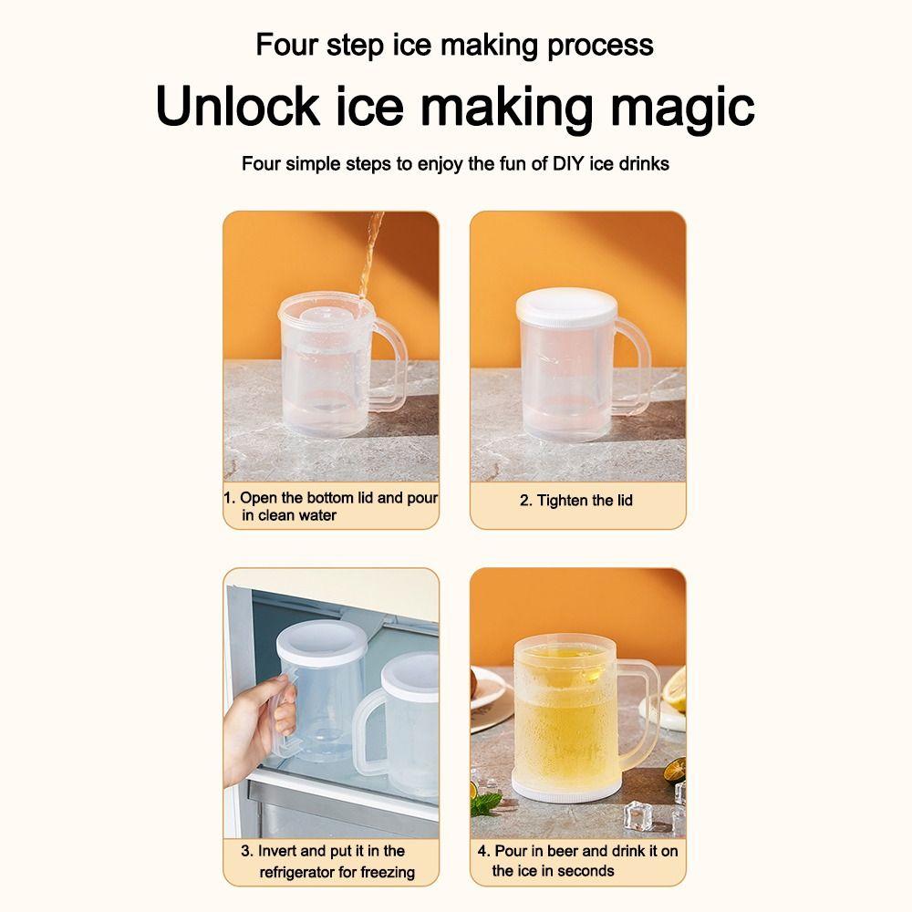 PET/PP Liquid Refrigerator Frozen Cup with Handle Freezer Beer Mugs Bar Kitchen Drinkware