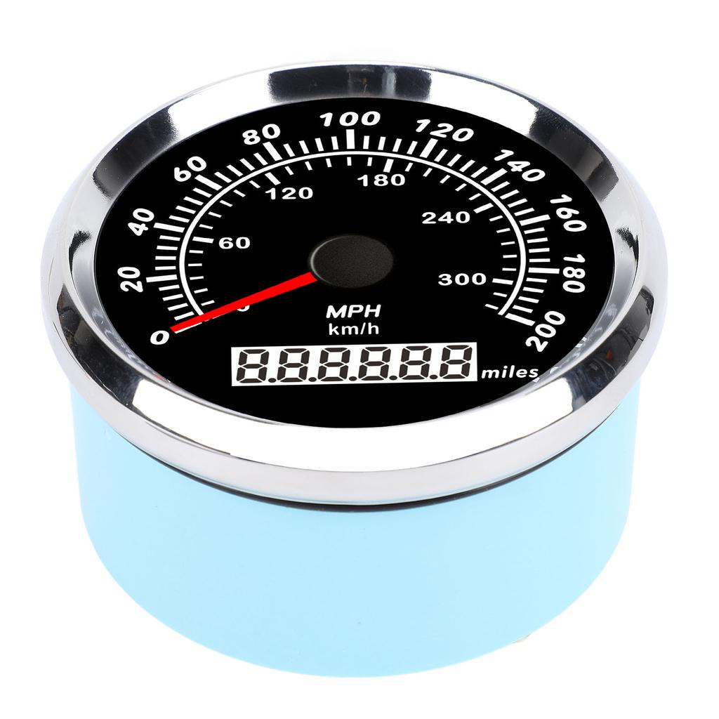 85mm Boat Speedometer with Step Motor 7 Color Backlight Red Pointer 200MPH Waterproof Speed Gauge for Yacht RV Truck