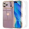 Protective Case - E.F.Connection - for iPhone 17 Pro Max - Lightweight Purple Silicone - 2 Tempered Glasses