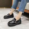 Spring Autumn Chain Lolita Shoes Buckle Mary Janes Shoes Patent Leather Shallow Woman Flats Girls Platform Shoes
