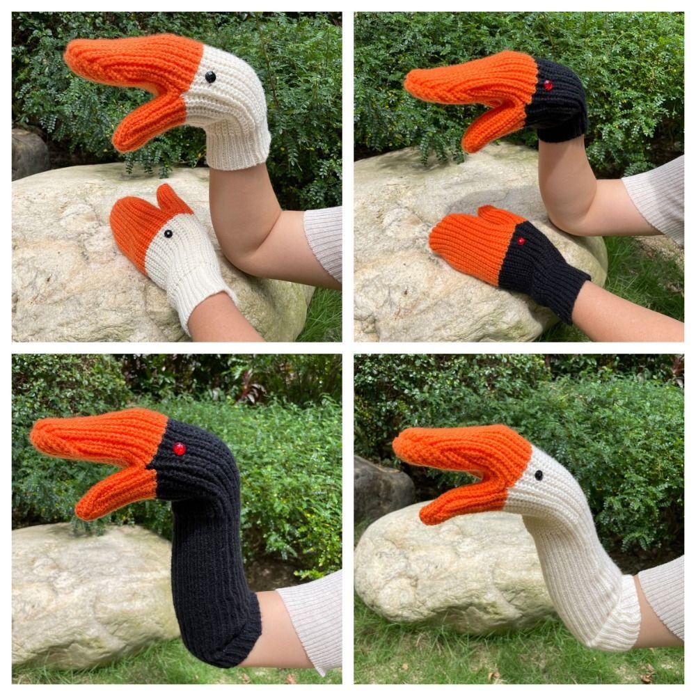 Creative Swan Gloves Long Knitted Goose Gloves Fashion   Girls