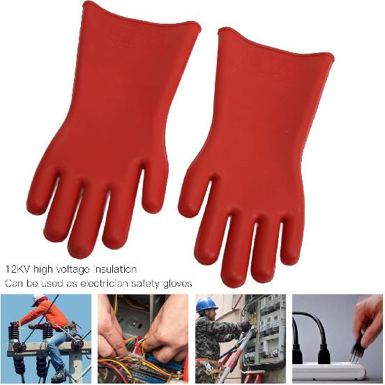 Electrical Insulated Lineman Rubber Gloves, Electrician High Voltage Hand Shape Waterproof Safety Protective Work Gloves 10000V Insulating for Man