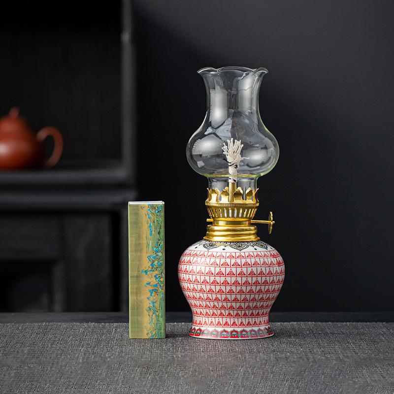 Китайский стиль DIY настольный орнамент масляная лампа чайный домик стеклянные винтажные керамические лампы гхи украшения для кабинета спальни