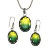 Green Tourmalinne Gemstone Mother's Day Jewelry Pendant Earring Set