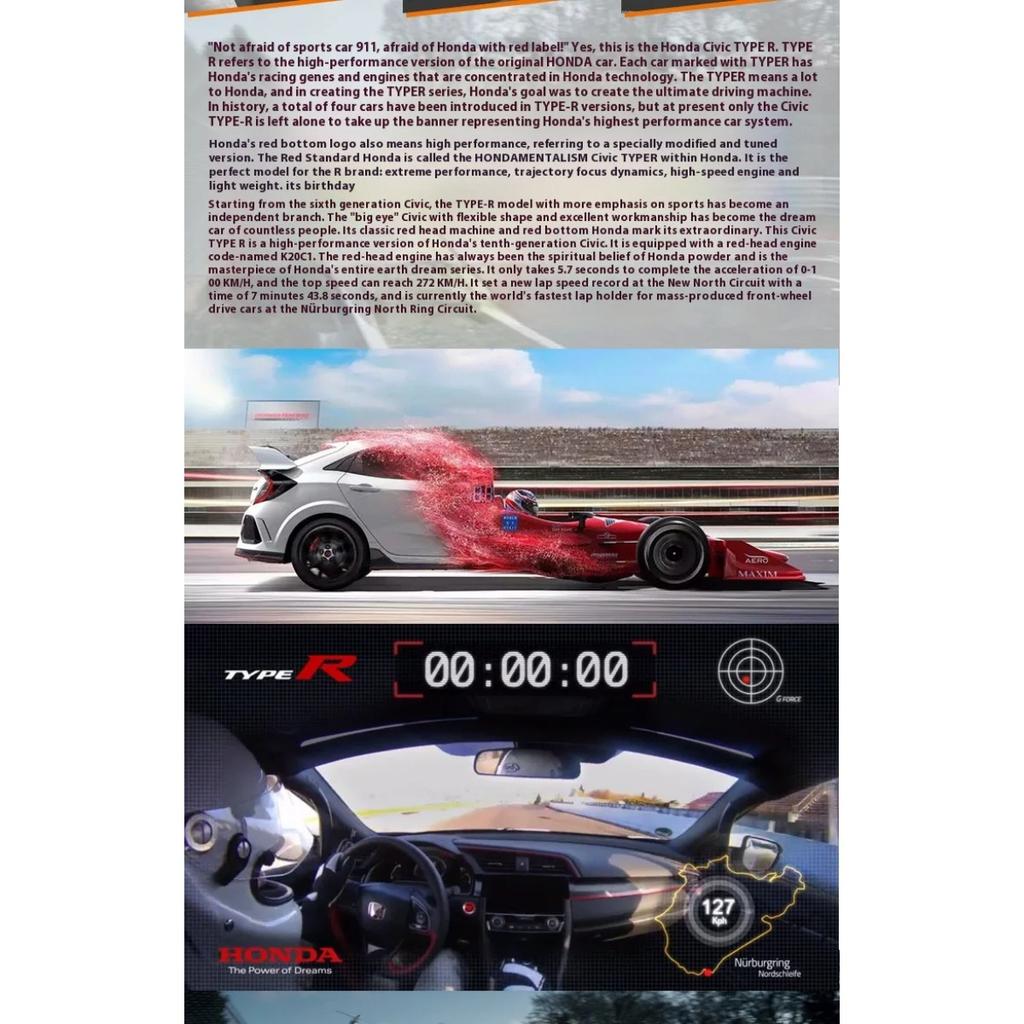 Масштаб 1/32 Honda Civic Type-R Суперкар Сплав Литой Металл Модель Звук Свет Инерционная Игрушка Коллекция Дисплей Подарок на День Рождения для Детей