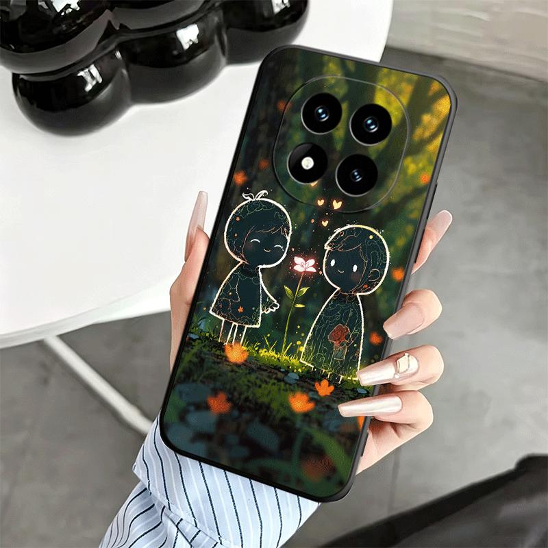 Природа Милый Детский Стиль Рисунка Мягкий Чехол для Телефона для Xiaomi Redmi Note 12 13 14 15 Pro Plus 11 12S 11S 11T 10 4G Черный Чехол Bac