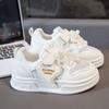 Туфли-лодочки для девочек, новинка 2025 года, детские маленькие белые туфли, весенне-осенняя спортивная обувь, дышащая сетка, студенческая обувь