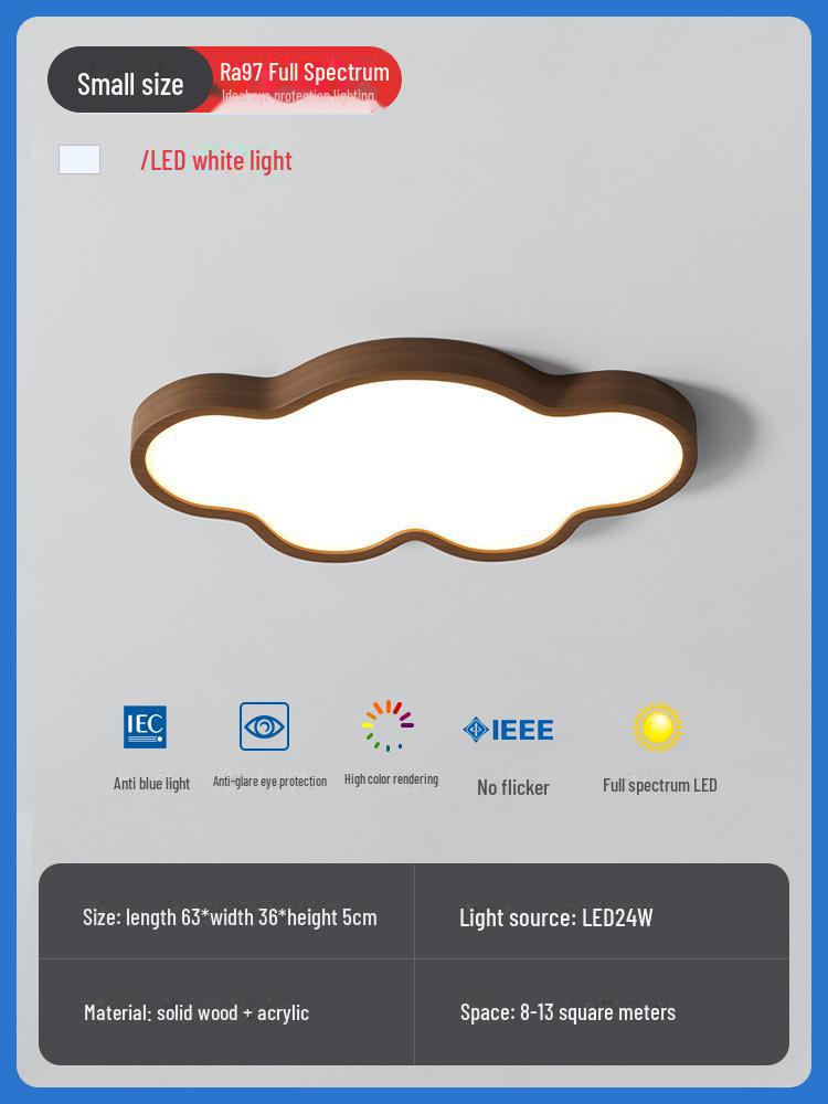 Nordic Style Walnut Solid Wood Ceiling Lamp for Living Room, Bedroom, Study - Eye Protection, Antique Finish