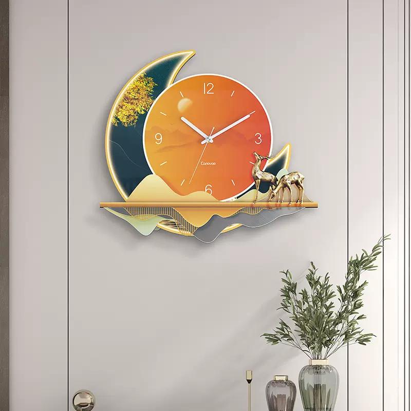 Nordic Home Decor Wall Hanging Clock Living Room Decoration Crystal Porcelain Clock Household Wall Hanging Silent Quartz Clock