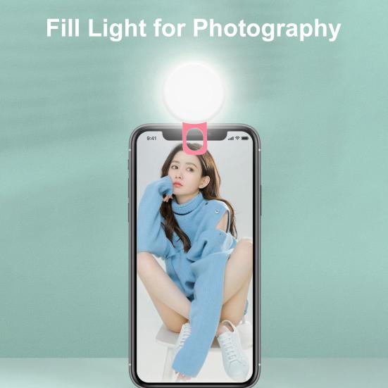 Portable LED Selfie Flash Fill Light 3 Adjustable Mode 20 Beads Easy Clip-On Brighten Live Beauty Fill Light