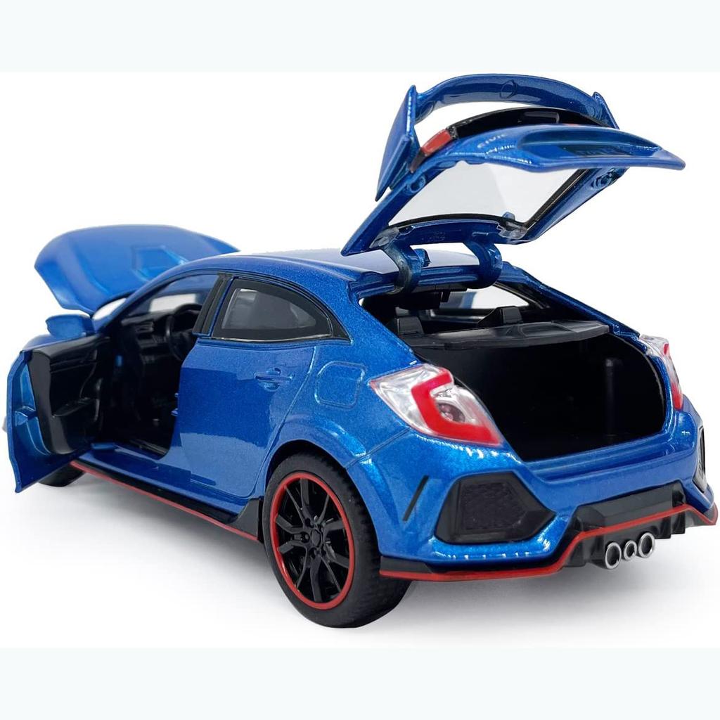 1:32 масштаба 2017 Honda Civic Type-R, литая под давлением модель автомобиля, игрушечный автомобиль с открытыми дверями, свет и звук для детей, мальчиков, девочек, взрослых и мужчин, коллекция