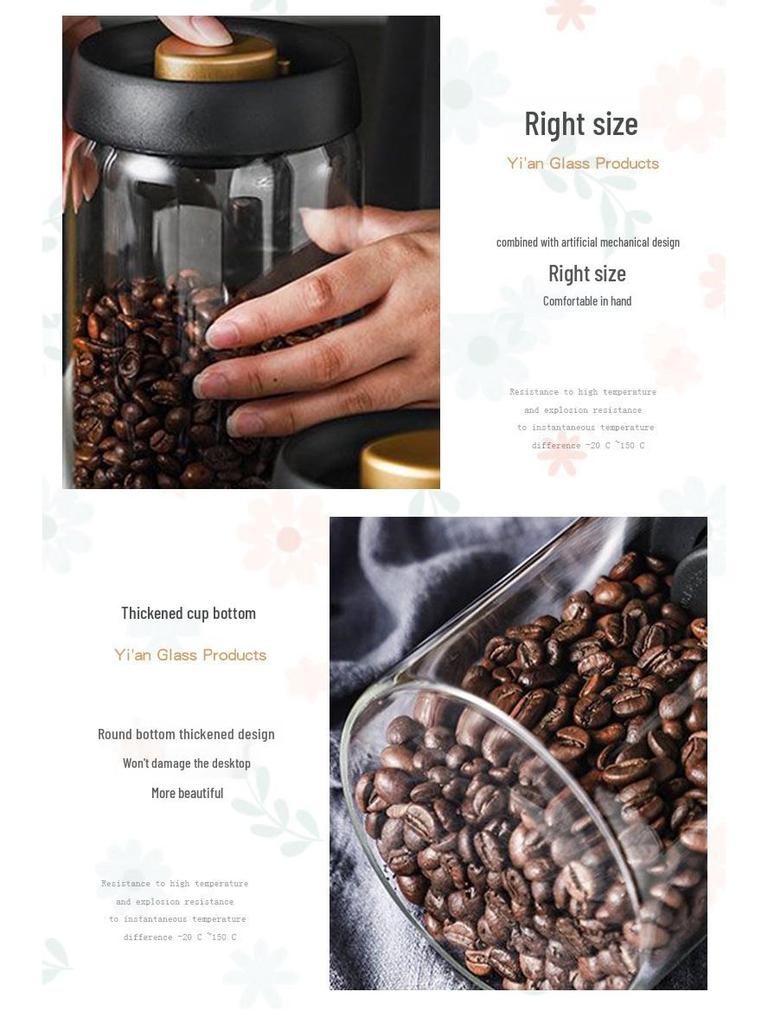 Стеклянная банка для хранения кофейных зерен и чая с вакуумной крышкой
