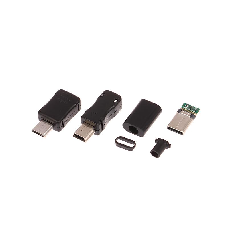 5 комплектов мини-USB типа C, мужская головка с оболочкой, разъем разъема Micro USB