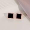 Black Square Earrings New Female Light Luxury Fashion Senior Sense Earrings Temperament Earrings