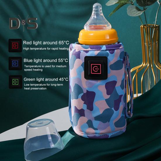 Portable Baby Bottle Warmer Sleeve 3 Levels Adjustable Electric Feeding Bottle Heater Fast Heating Outdoor Travel Infant Milk Bottle Heating Cover