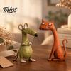 Decorative Figurines for Living Room Resin Farmhouse Cat Figurine, Creative Country Style Animal Statue, Rustic Ornaments Home Decor Mouse Sculpture